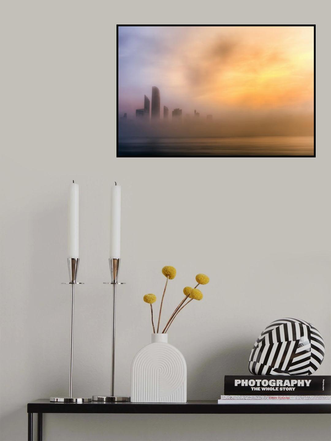Abu Dhabi Cityscape - Foggy Morning Poster och Canvastavla