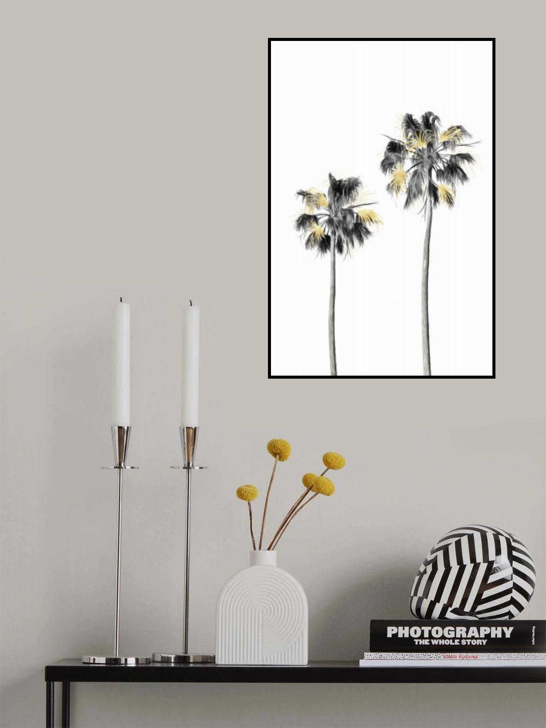 Palm Tree Black, White and Gold 01 Poster och Canvastavla