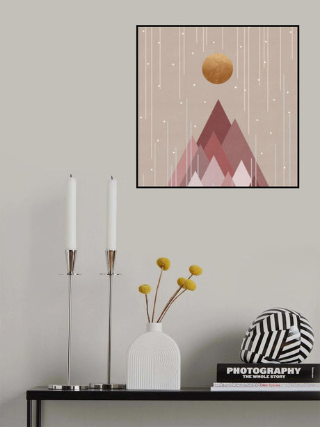 Sun & Mountains Coral Pink Poster och Canvastavla