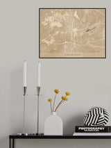Map of Winston Salem (NC, USA) in sepia vintage style Poster och Canvastavla