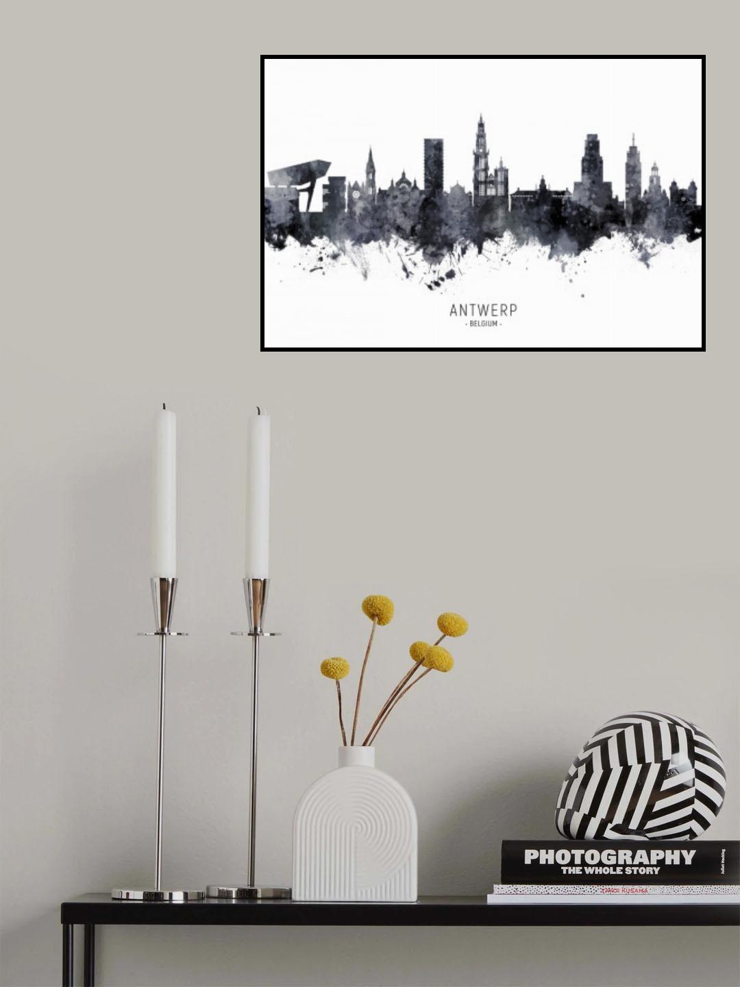 Antwerp Belgium Skyline Poster och Canvastavla