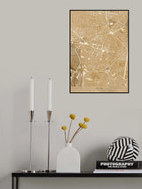 Sepia vintage map of Dijon downtown France Poster och Canvastavla