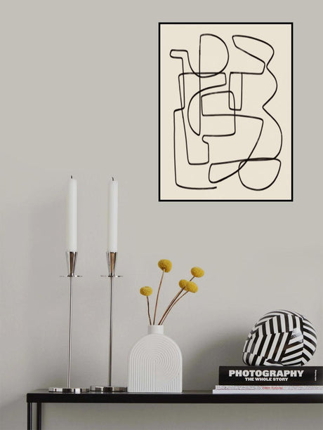 Warm Abstract Line Art Composition Poster och Canvastavla