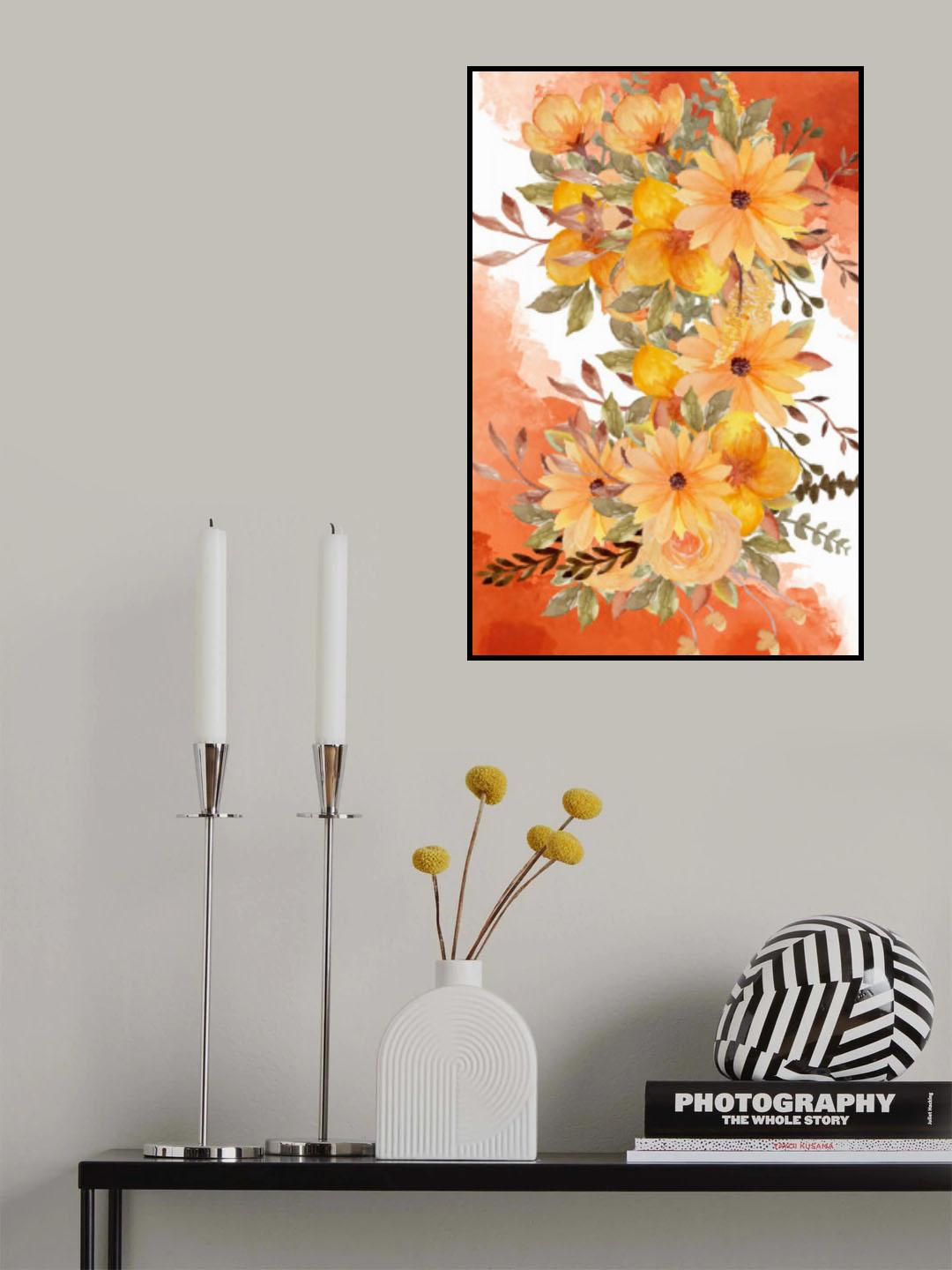 Orange flowers and plants Poster och Canvastavla