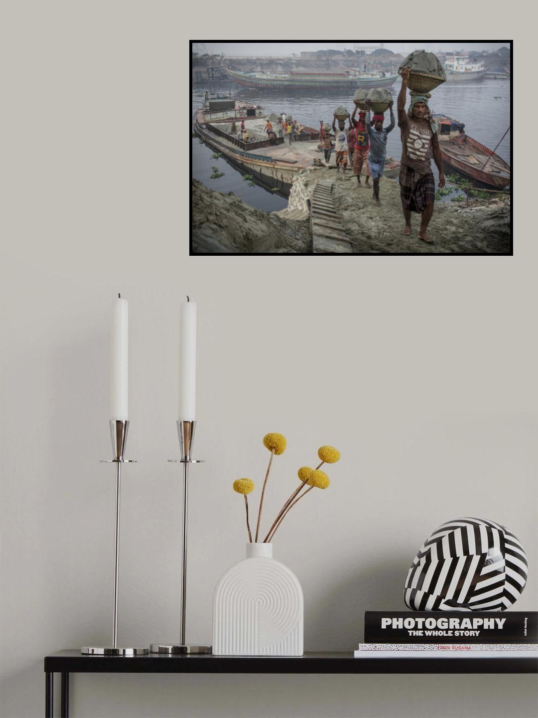 sand transporters at Buriganga riverbank Poster och Canvastavla