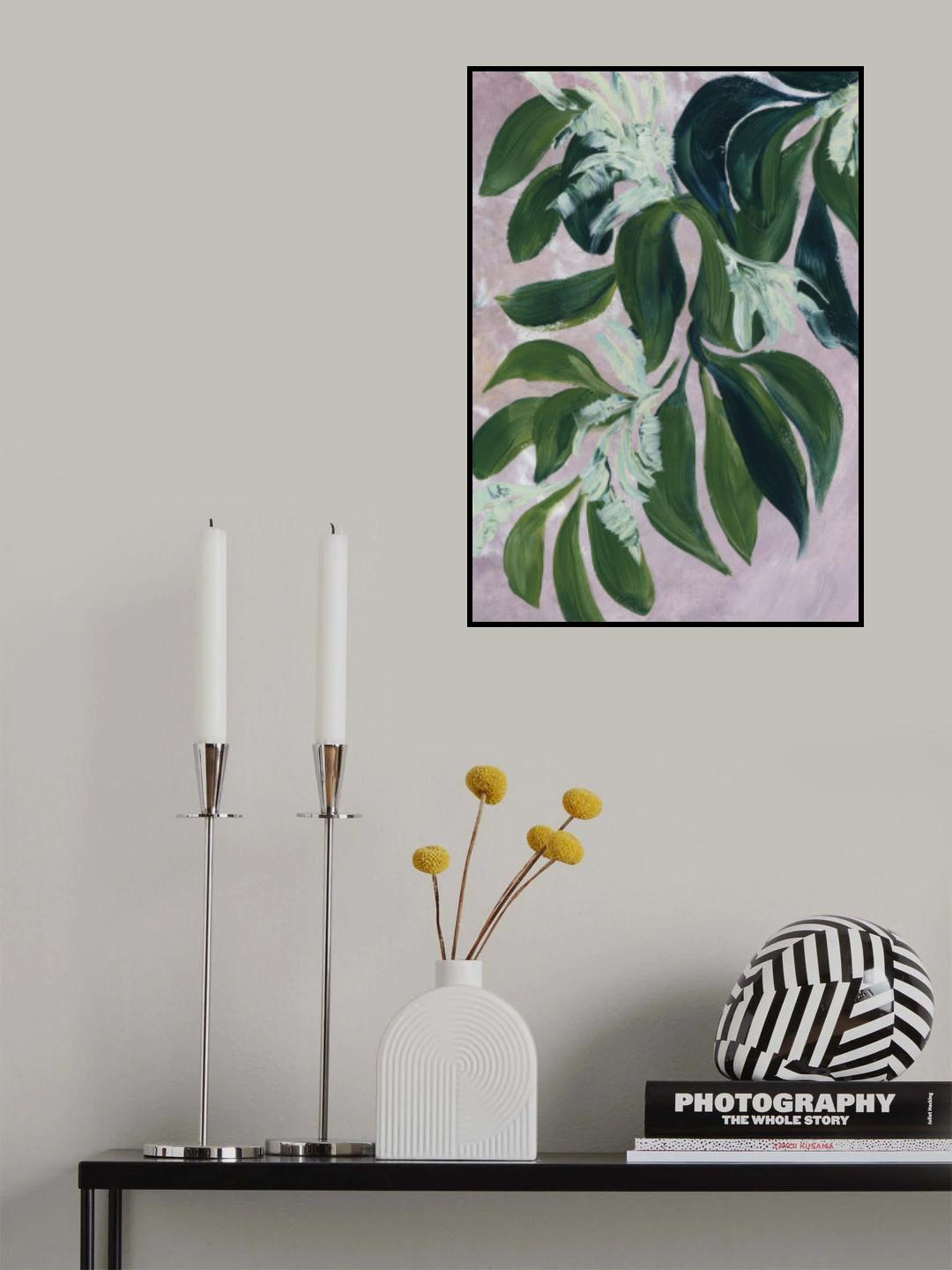 Yoon leaves in pink Poster och Canvastavla