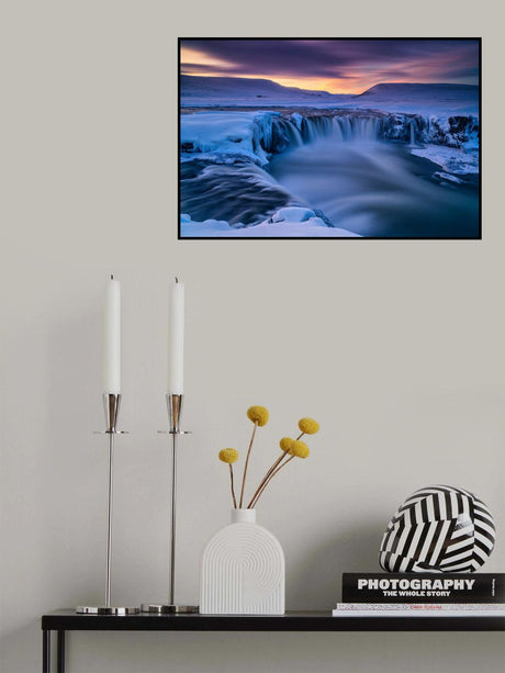 Wintry waterfall Poster och Canvastavla