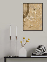 Sepia vintage map of Düsseldorf downtown Germany Poster och Canvastavla
