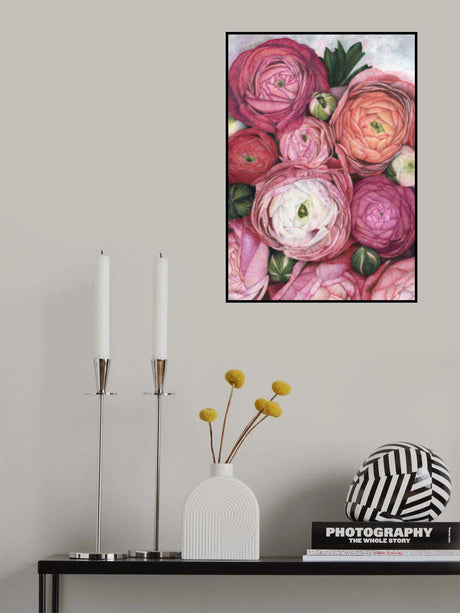 Arleth ranunculus bouquet in warm pink Poster och Canvastavla