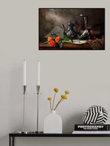 Still life with teapot and roses Poster och Canvastavla