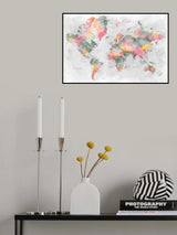 Watercolor world map with cities, Zadie Poster och Canvastavla