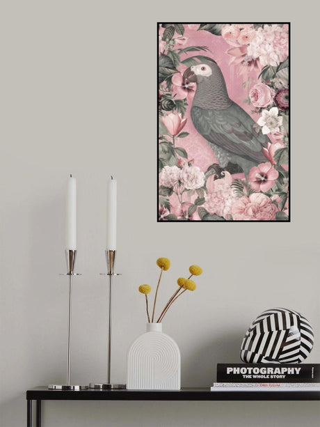 The Parrots Paradise Garden Pastel Pink Poster och Canvastavla