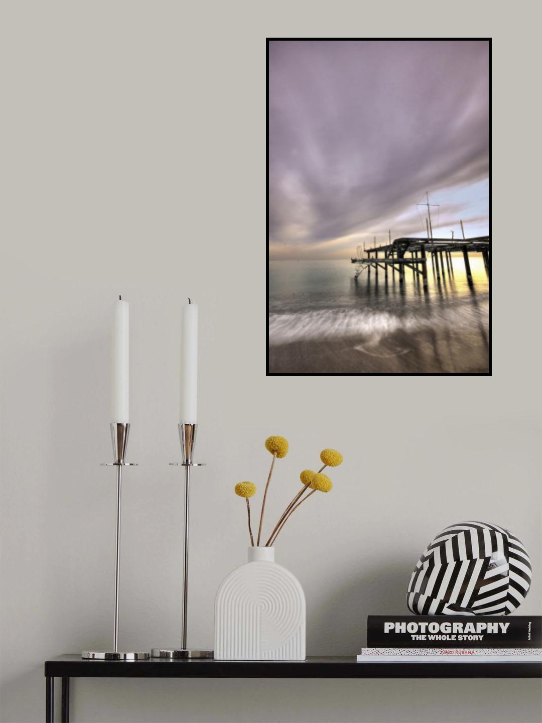 old pier and beautiful sunset Poster och Canvastavla