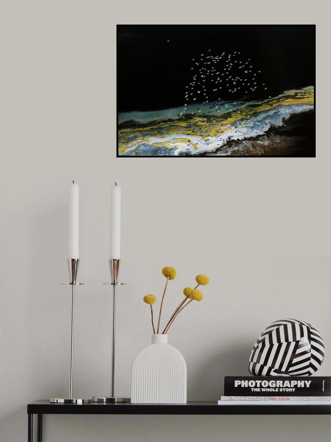 Flower on the colorful  silk Poster och Canvastavla