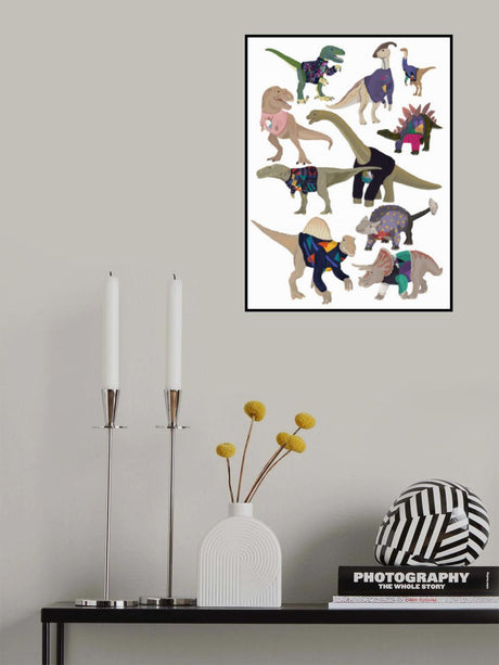 Dinosaurs In 80s Jumpers Poster och Canvastavla