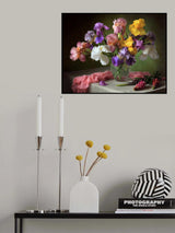 With a bouquet of irises and flowers lupine Poster och Canvastavla