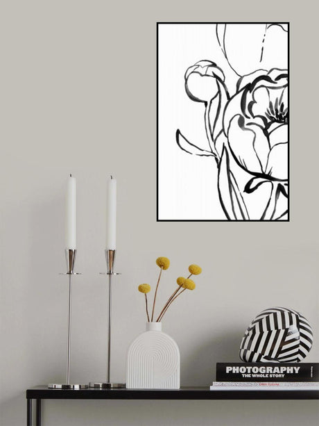 Anuman peony line art Poster och Canvastavla