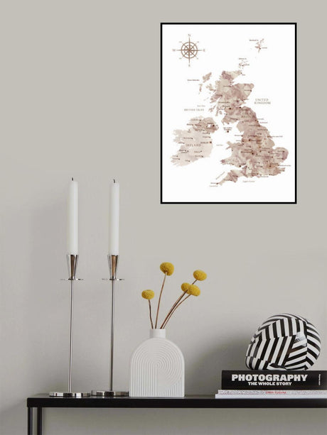 Taupe map of the United Kingdom Poster och Canvastavla