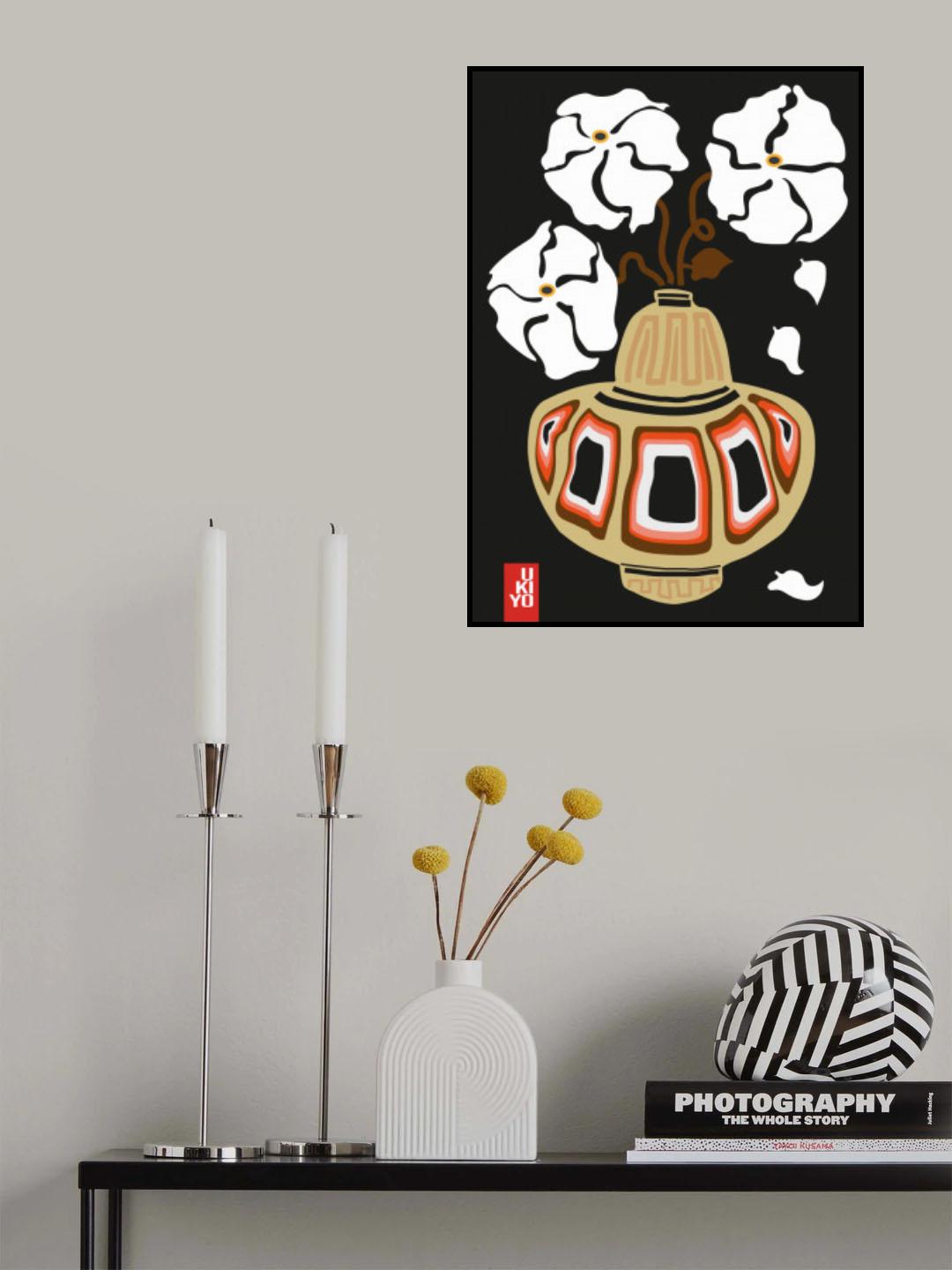 Ukiyo Vase Flower Black Poster och Canvastavla