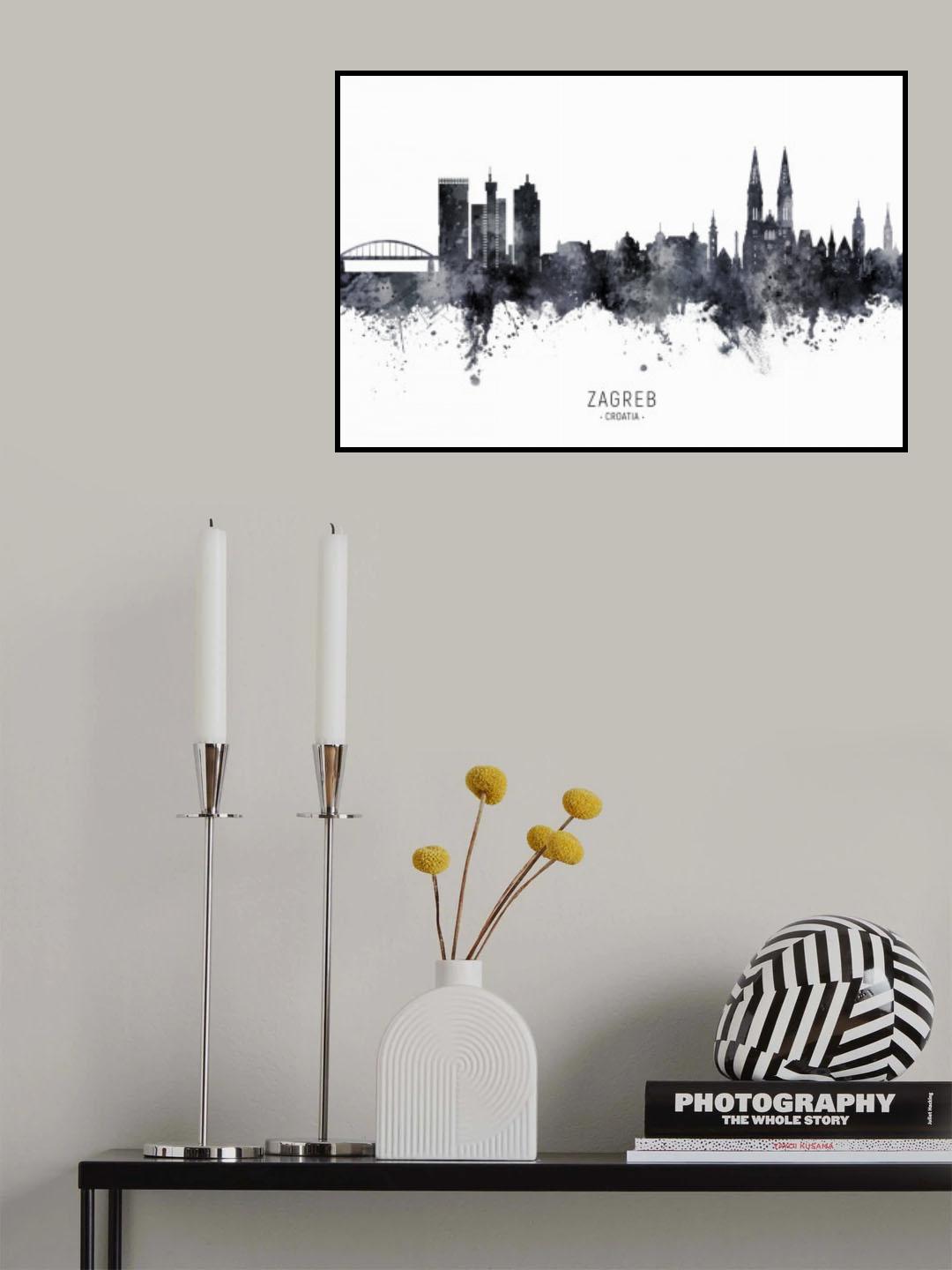 Zagreb Croatia Skyline Poster och Canvastavla