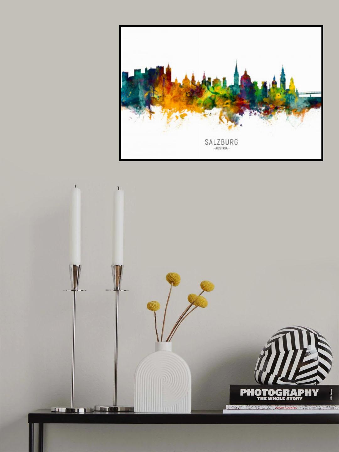 Salzburg Austria Skyline Poster och Canvastavla