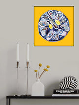 Oysters On a Plate Yellow Poster och Canvastavla