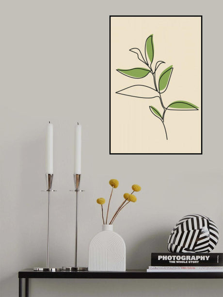 Abstract One Line Leaf Drawing I Poster och Canvastavla
