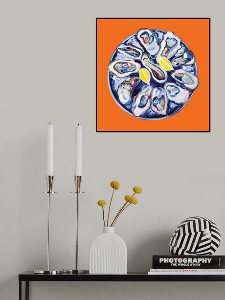 Oysters On a Plate Orange Poster och Canvastavla