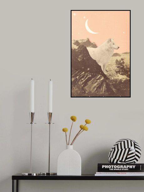 Giant White Wolf In Mountains Poster och Canvastavla