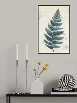 Teal watercolor fern 3 Poster och Canvastavla