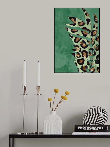 Green leopard print palm leaf Poster och Canvastavla