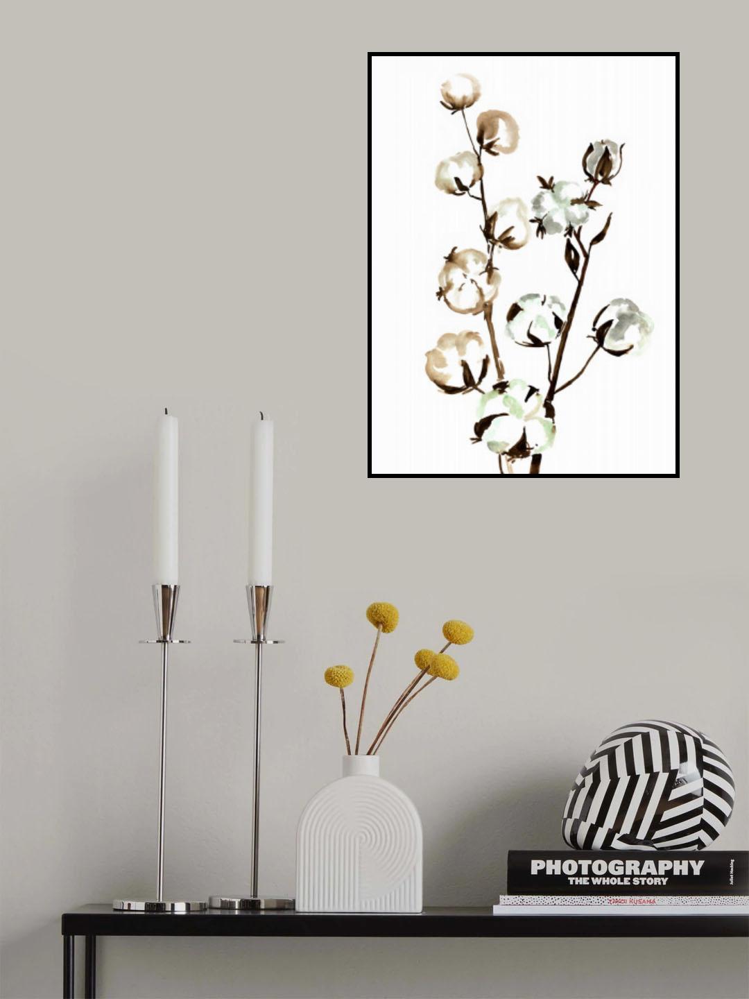 Watercolor cotton branch II Poster och Canvastavla