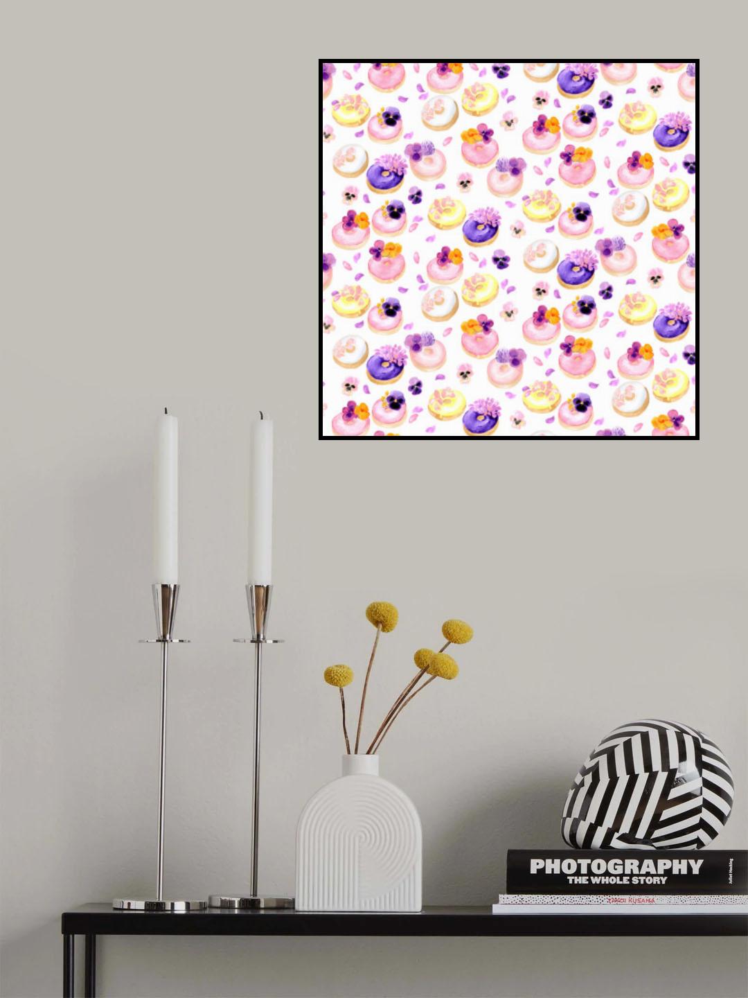 Floral watercolor donuts pattern Poster och Canvastavla
