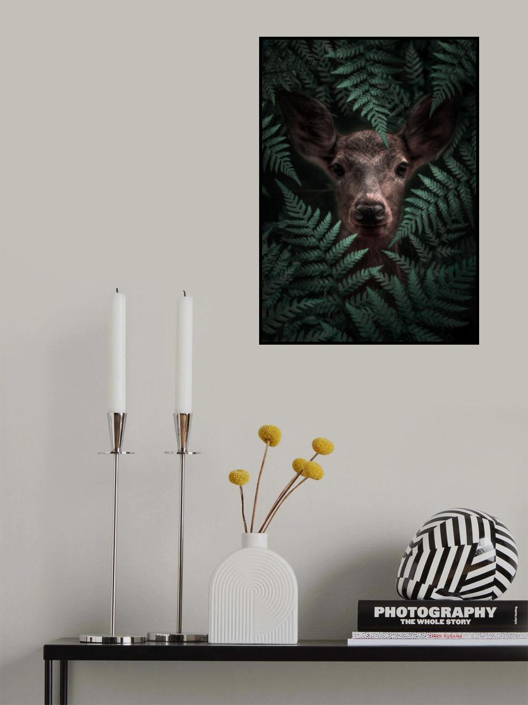 Deer In Ferns Poster och Canvastavla