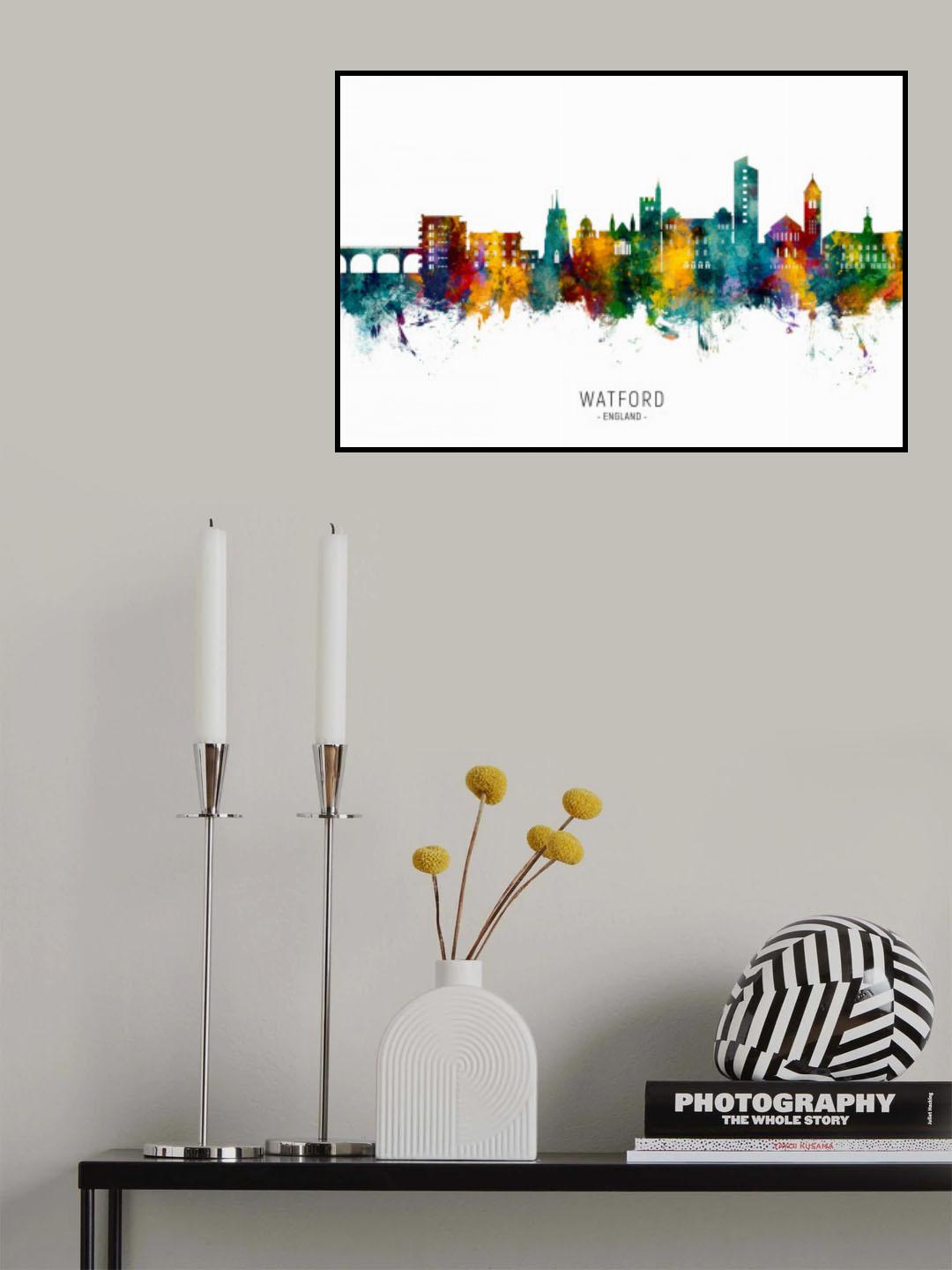 Watford England Skyline Poster och Canvastavla