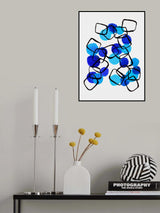 Blue Shapes Chain Squares Abstract Poster och Canvastavla