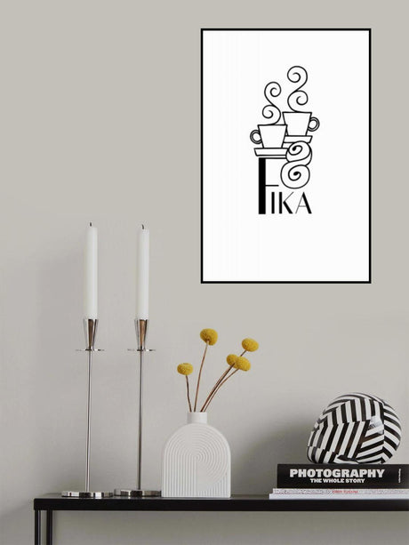 Fika line art illustration Poster och Canvastavla