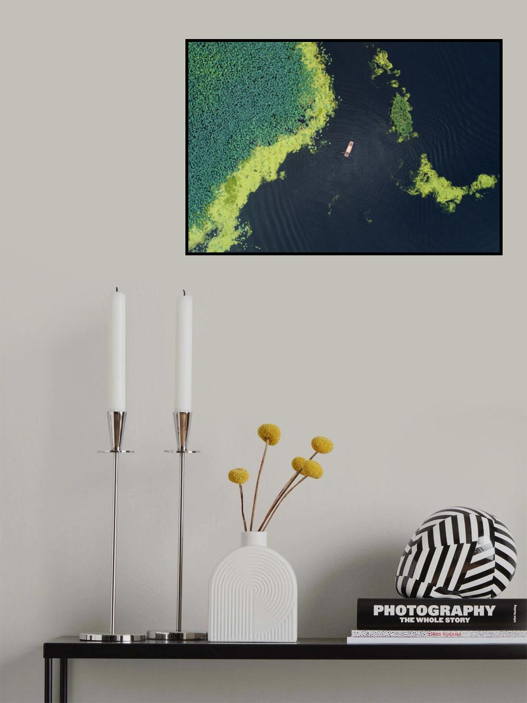 Boat in the lotus pond Poster och Canvastavla