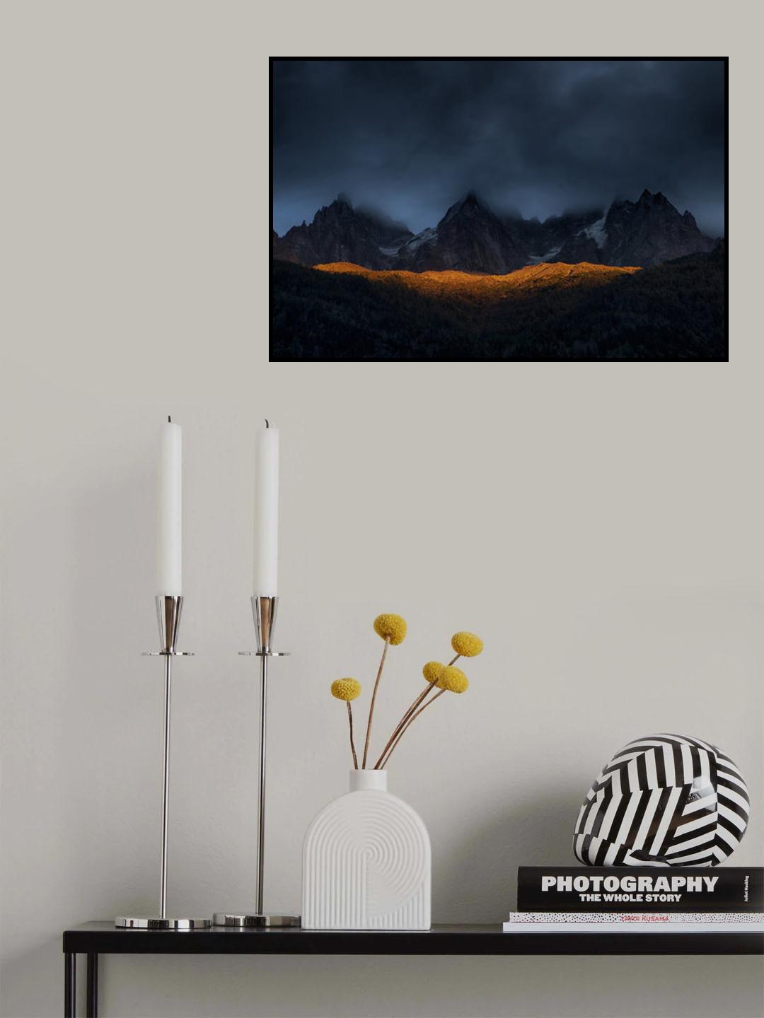 Gold spilled below the mountains Poster och Canvastavla
