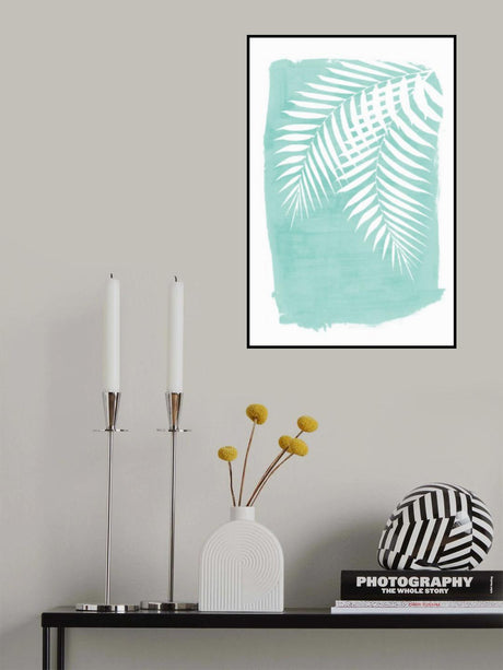 Teal Palm Leaves Foliage Silhouette Poster och Canvastavla