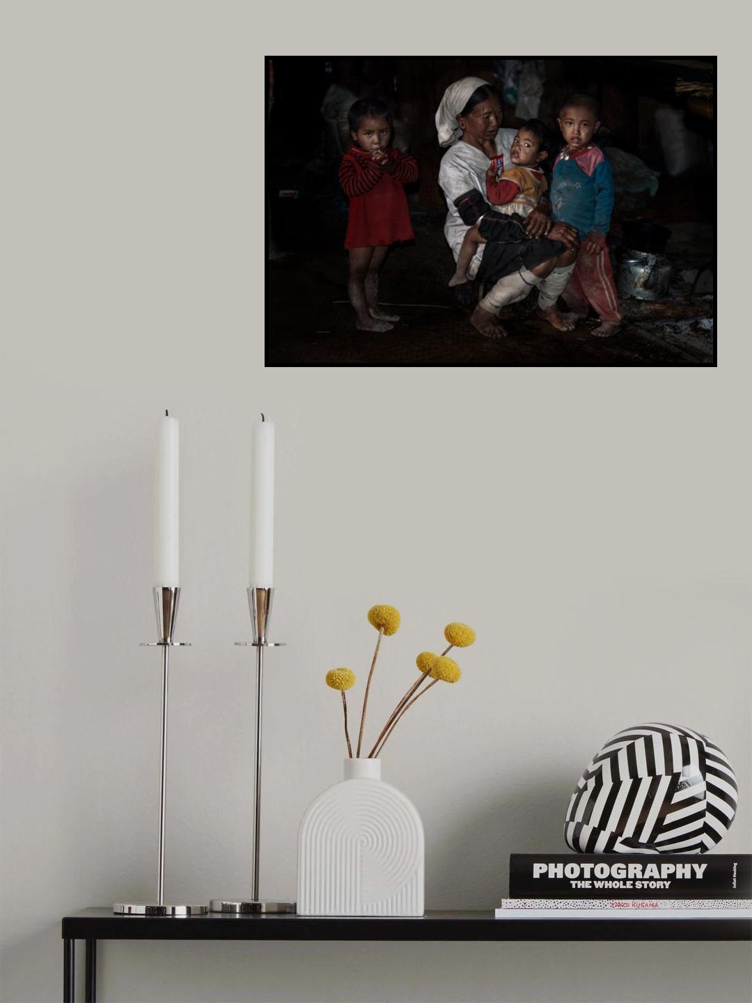 Loi tribe family at home - Myanmar Poster och Canvastavla