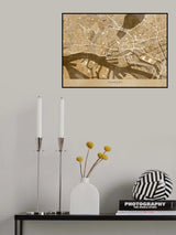 Sepia vintage map of Hamburg downtown Germany Poster och Canvastavla