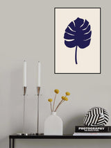 Monstera Leaf Dark Blue Poster och Canvastavla
