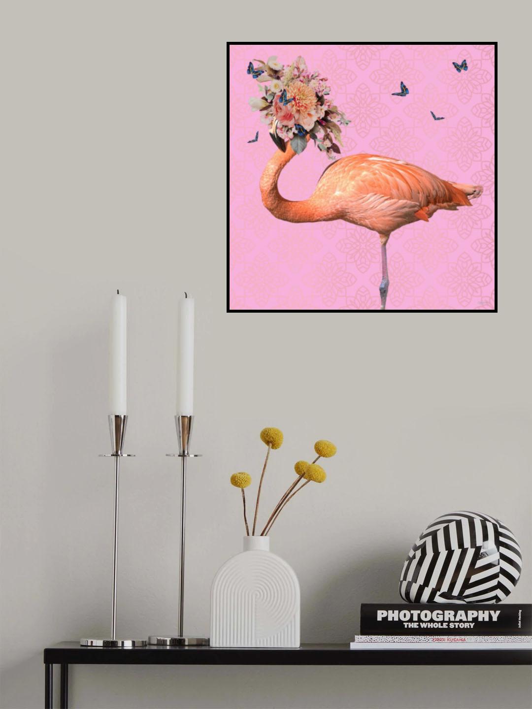 Spring Flower Bonnet On Flamingo Poster och Canvastavla