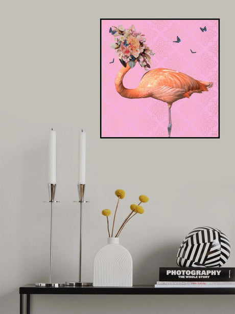 Spring Flower Bonnet On Flamingo Poster och Canvastavla