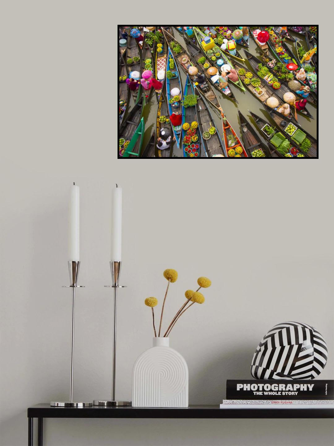 Banjarmasin Floating Market Poster och Canvastavla