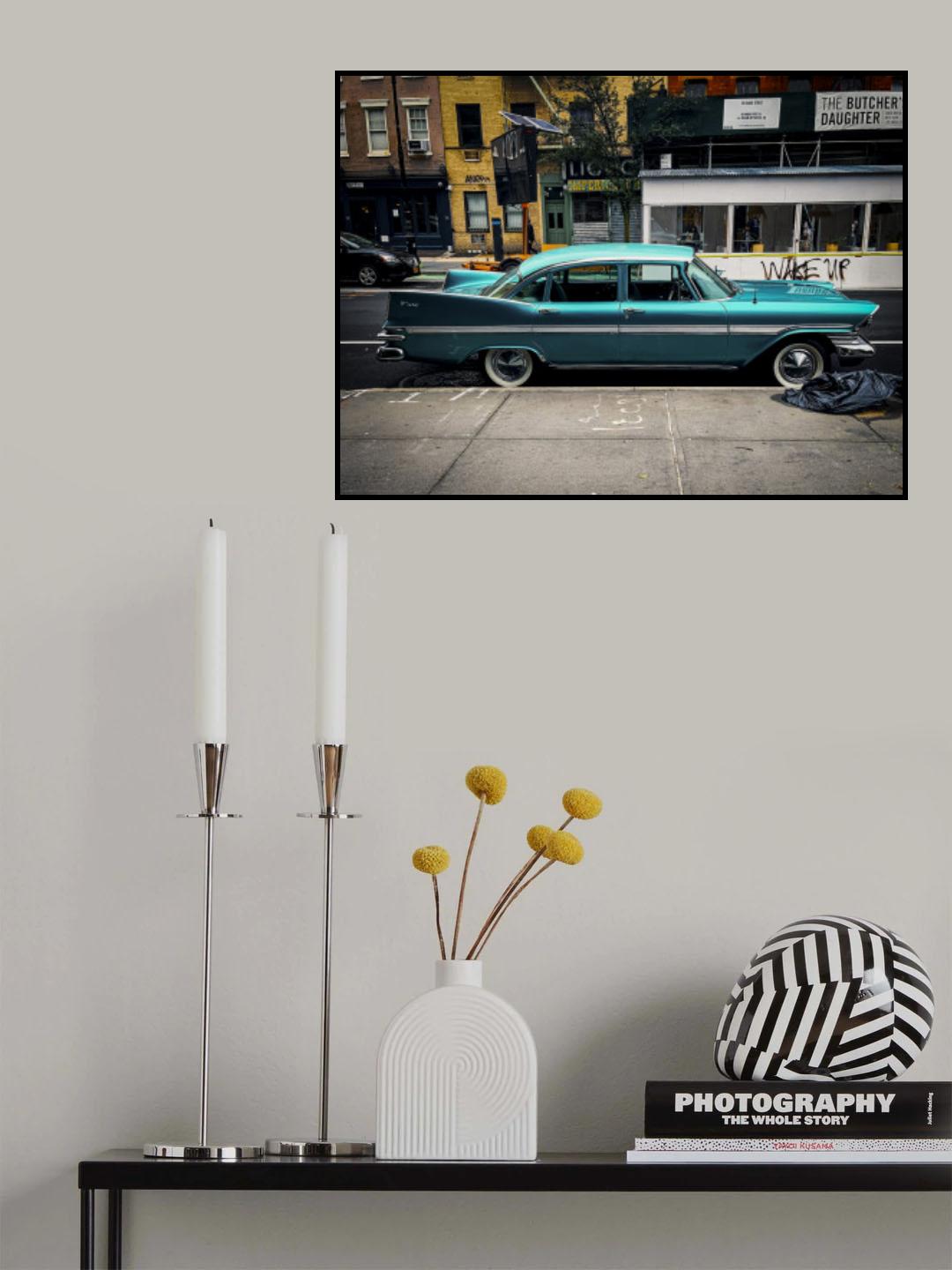 Turquoise Car Poster och Canvastavla