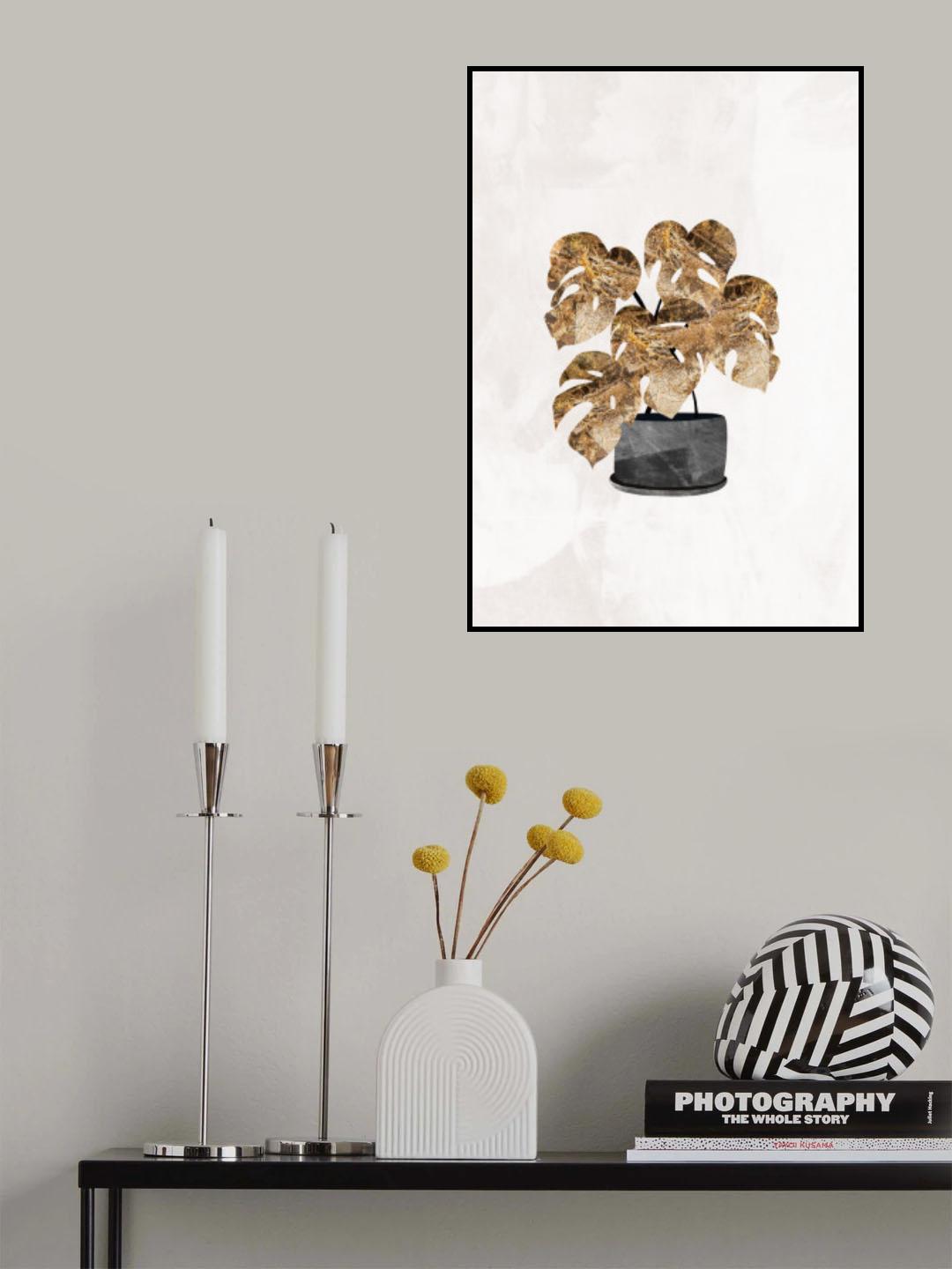 Black and gold house plant 5 Poster och Canvastavla