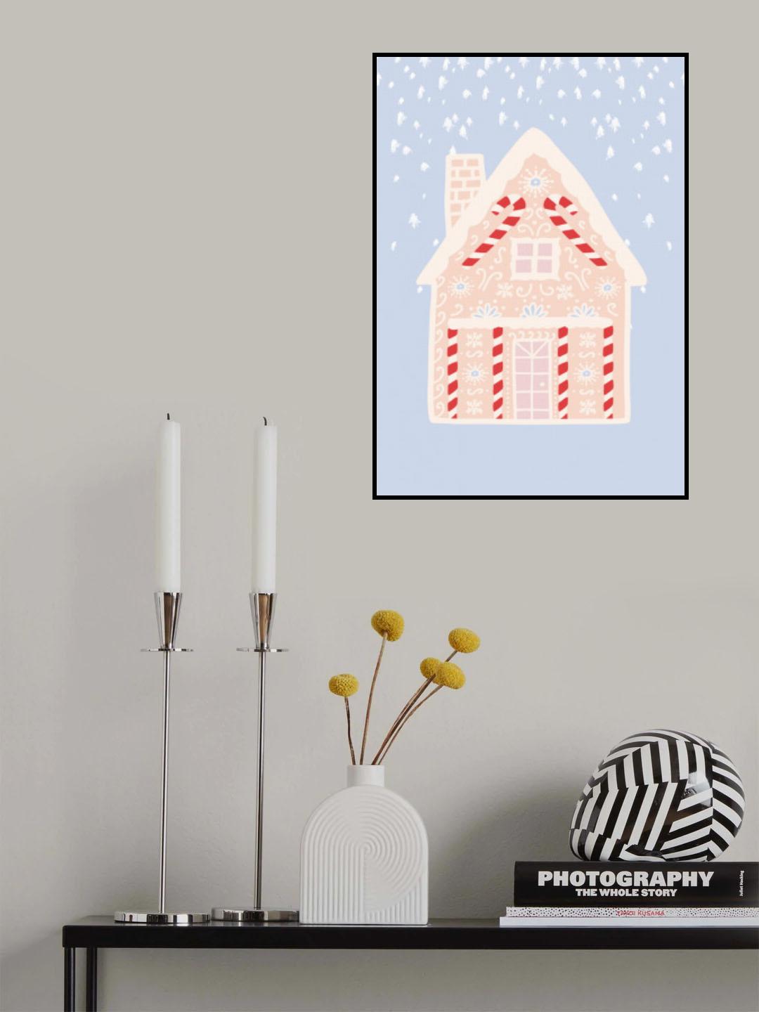 Blue Gingerbread House Poster och Canvastavla