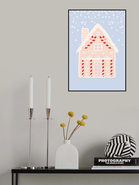 Blue Gingerbread House Poster och Canvastavla